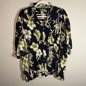VTG Islander Men’s Button Down Hawaiian Shirt Black
